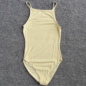 American Apparel Baby Rib Knit Tank Bodysuit Butter Yellow Small